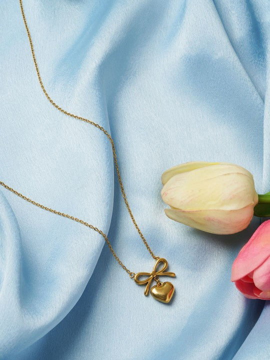 Bow + Heart Necklace