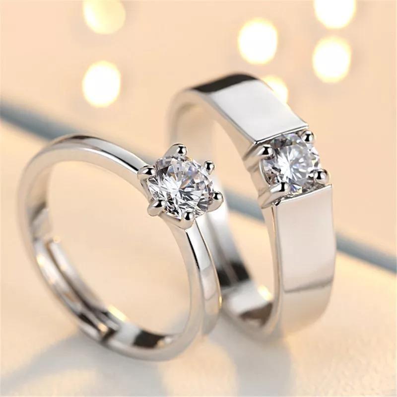 Winsome Silver Plated Diamond Couple Ring