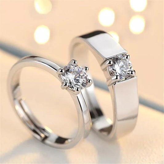 Winsome Silver Plated Diamond Couple Ring