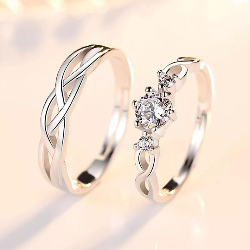 Winsome Silver Plated Diamond Couple Ring