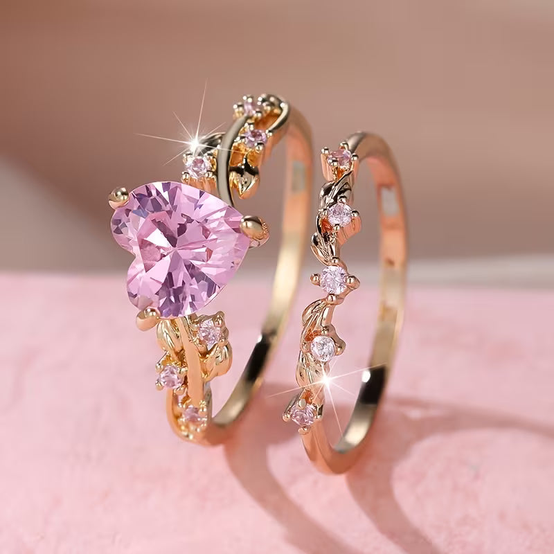 Emerald Heart Couple Ring