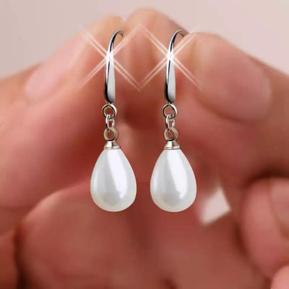 White Cherry Pearl Stylish Fancy Drop Earrings