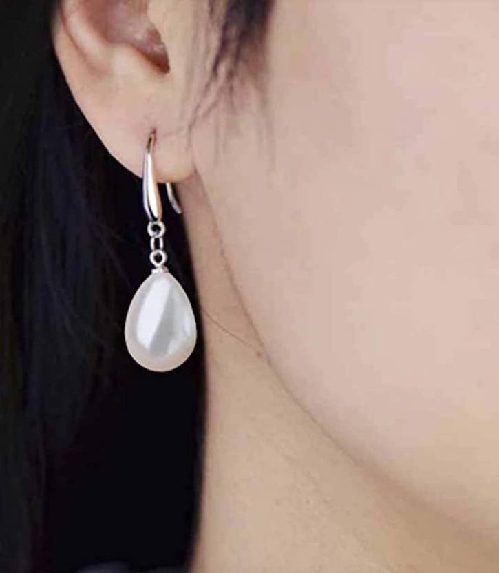 White Cherry Pearl Stylish Fancy Drop Earrings
