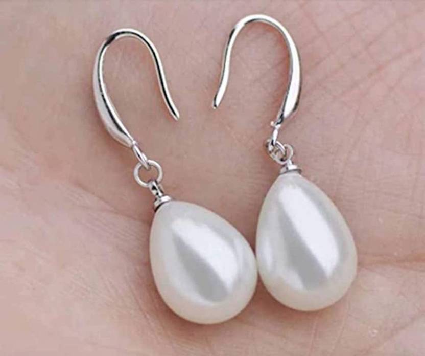 White Cherry Pearl Stylish Fancy Drop Earrings